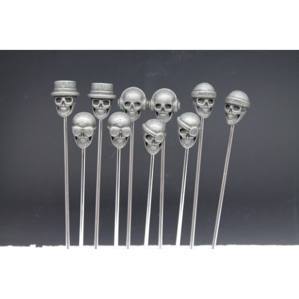 Set of 10 Metal Skull Cocktail Picks Gothic Barware Garnish Picks Olive Picks